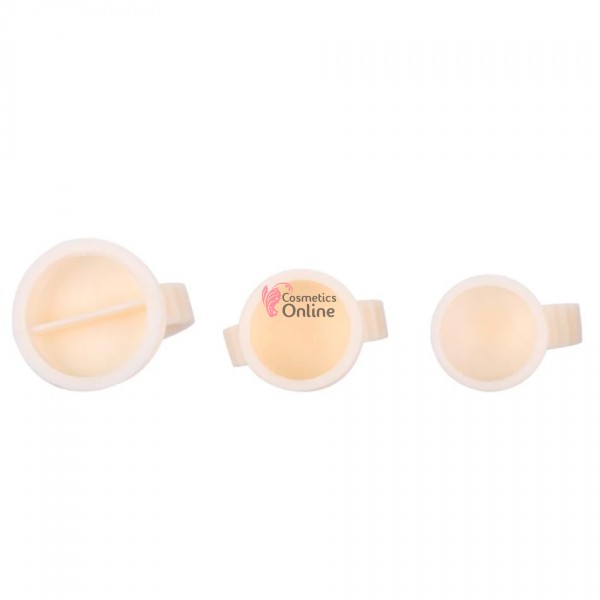 Inele pentru Adezivul de Gene sau Microblading 1 -2 compartimente, ISGR01 - Crem, 3 bucati din silicon